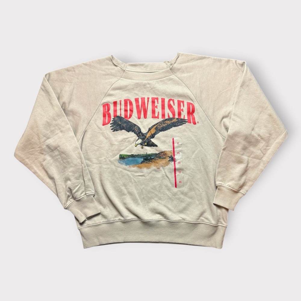 Budweiser Graphic Sweatshirt Gray Eagle Landscape Raglan XS NEW B2P003AJRTG